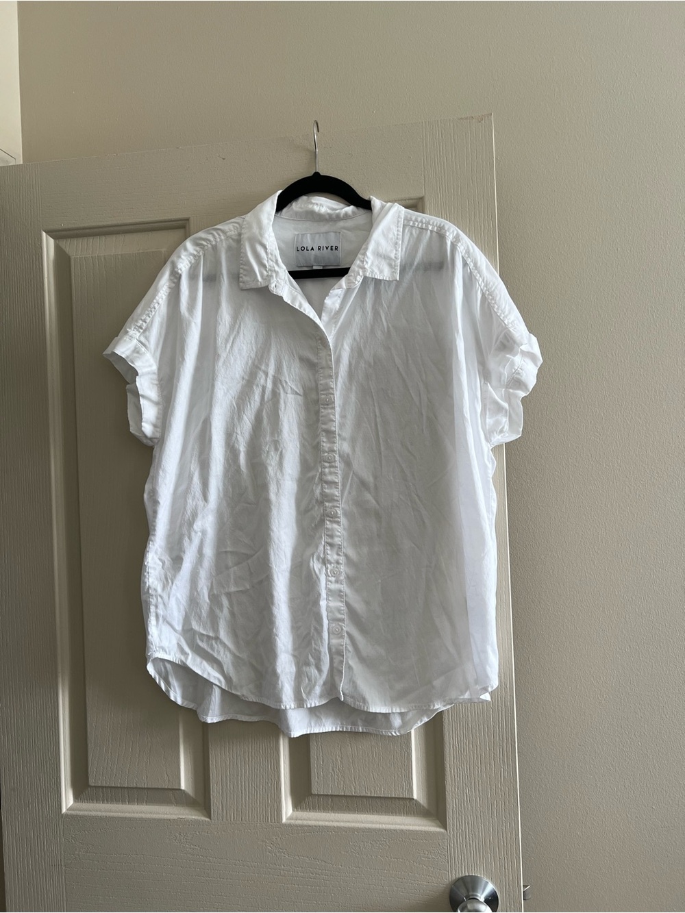 White Short Sleeve Button-Up Shirt